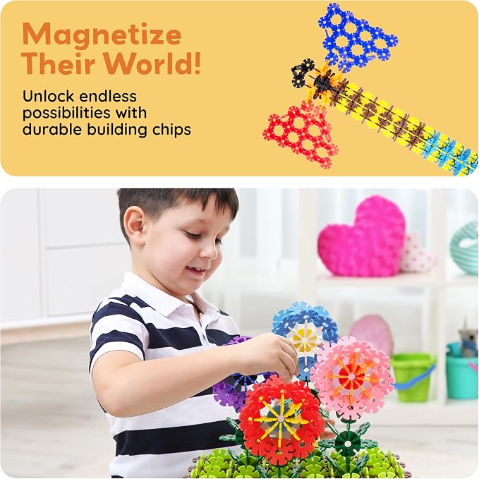 PicassoTiles 300 Piece Interlocking Disc Building Chips, STEM Toy for Kids | 300PCS, colorful connecting discs, creative block set, logic development activity, vibrant shapes, preschool ages 3 and older