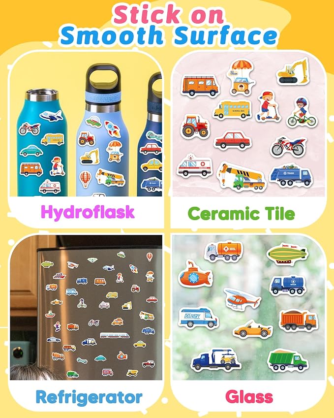 Benresive Reusable Sticker Book for Toddlers, Stickers for Kids, Travel Toy | Toddler Toys, Boys Girls Birthday Gifts, Airplane & Road Trip Essentials Kids, No Mess Waterproof Toddler Crafts Activities