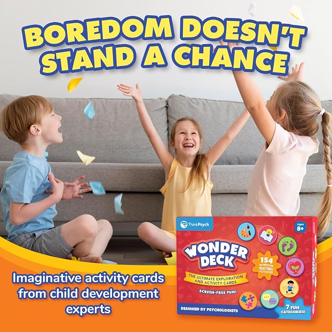 WonderDeck - Educational Card Game with 154 Independent Play Ideas for Kids | Educational Card Deck | STEM - Science, Creative Arts & Movement Play | Gift for Boys & Girls | Boredom Buster