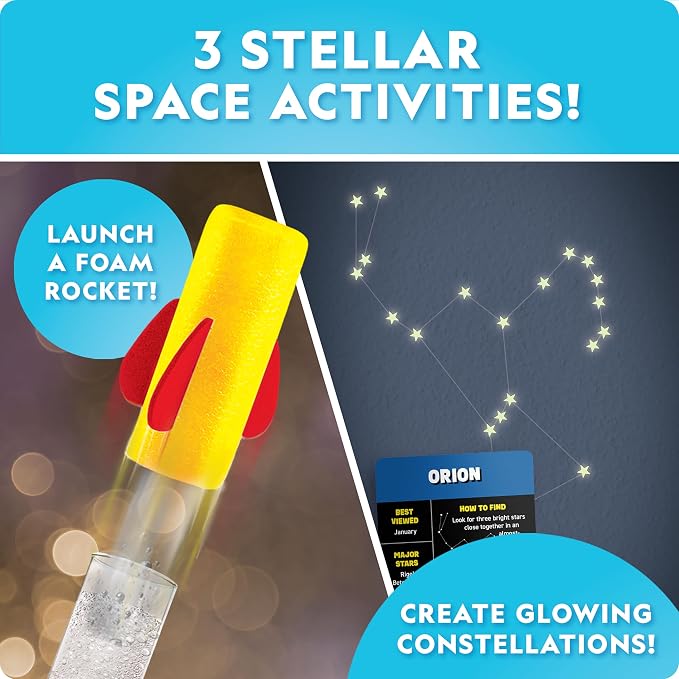 National Geographic Mega Space Science and Craft Activity Kit for Kids | 100+ Pieces, Launch a Rocket, Create Glowing Constellations, Paint a Solar System, Space STEM Crafts, Birthday Gift