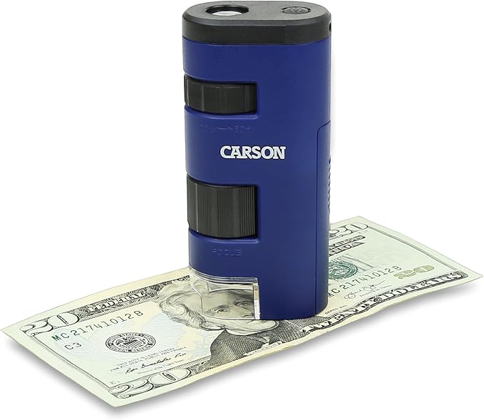 Carson Pocket Micro 20x-60x LED Pocket Microscope Handheld STEM Toy (MM-450) | Easy-to-Use Mini Handheld Microscope for Adults, STEM for Kids (MM-450)