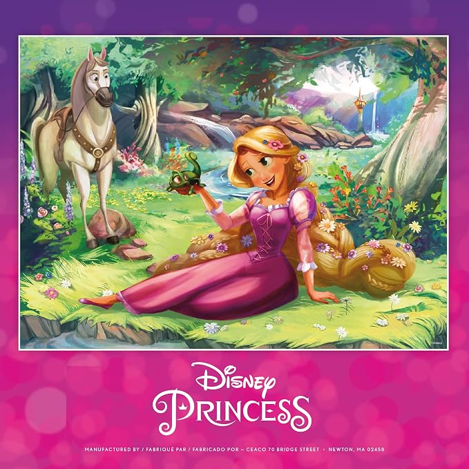 Ceaco - Disney Rapunzel and Pascal - 200 Piece Puzzle for Kids Ages 8-12 | Official Disney Licensed Art, Made in the USA, Recycled Board, Poster Included, 15 in x 11 in, Giftable