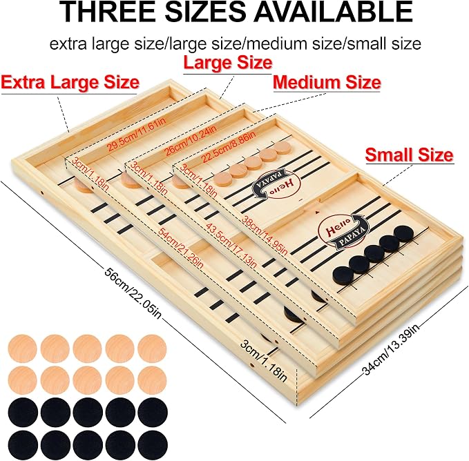 HELLO PAPAYA Fast Sling Puck Game - Test Your Speed and Accuracy with This Fast-Paced Wooden Air Hockey Desktop Battle Board Game - Guaranteed Fun Gifts for Family Night or Friends Party