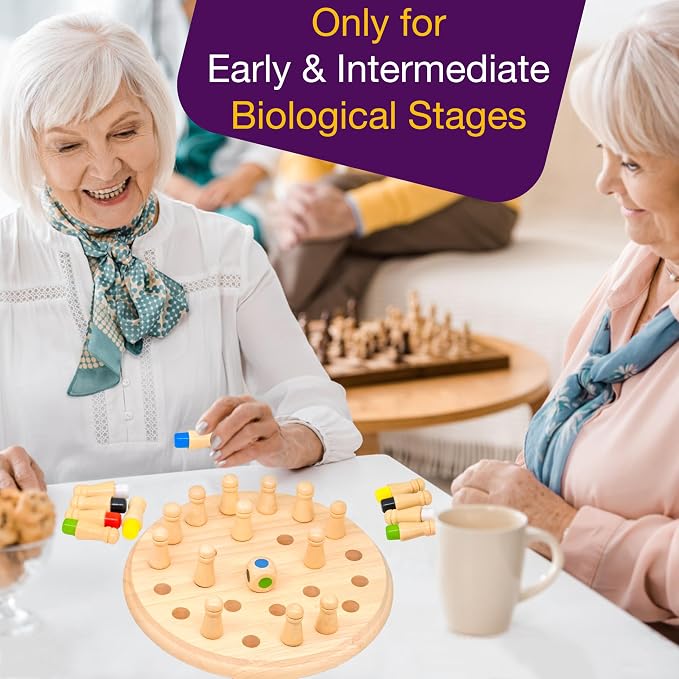 Easy Memory Games for Dementia Seniors, Wooden Occupational Therapy Tools | Cognitive Brain Peg Toy for Elderly, Alzheimers Activities for Parkinson Patients Matching Board Gift Craft Gadget Puzzle