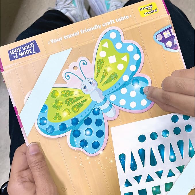 Imagimake Mirror Mosaic - Butterfly & Peacock, 5 Templates, 450+ Stickers | Mess-Free Craft Activity, Screen-Free Creative Art Kit for Kids, Birthday Gift for Boys & Girls Ages 3,4,5,6,7 Years Old