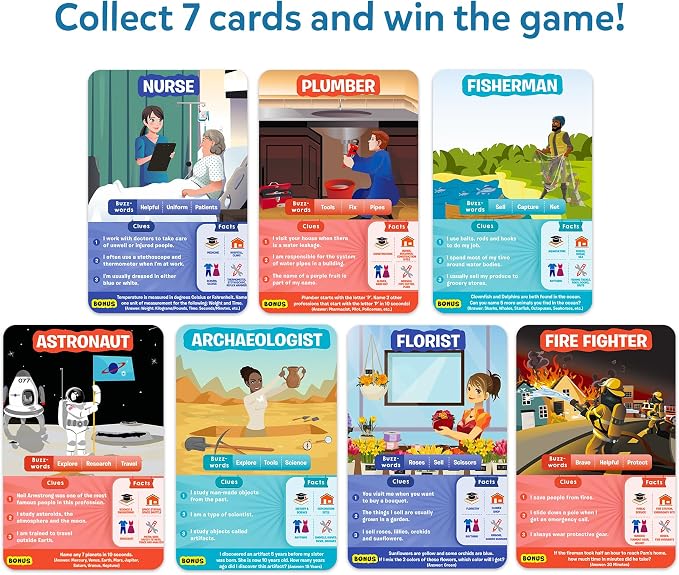 Skillmatics Guess in 10 Card Game – Professions, Gift for Boys & Girls | Educational Trivia Cards, Family Game Night, Travel Toy, Board Game, Screen-Free Fun, Kids Ages 6, 7, 8, 9 and Up