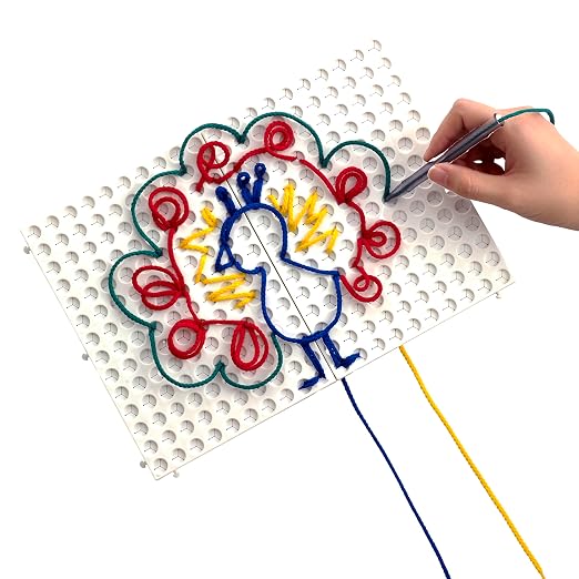 edxeducation Junior String Art, 2 Baseboards, 8 Laces and 4 Colors | Lacing Toy for Kids, Create Imaginative Designs, Explore Patterning, Shape Recognition and More