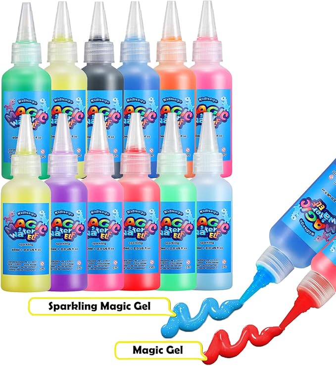 Kidisego Aqua Fairy Water Gel Kit for Kids, Magic Water Elf Toy Kit with 12 Colors 18 Molds 6 Pack of Magic Powder, Crate Your Own Magic Elf Kit Water Pets Craft Kits for Kids