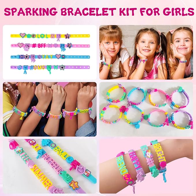 Friendship Bracelet Making Kit, Arts & Crafts for Girls Ages 5-12 | DIY Kids Jewelry Craft Kit, Snap-On Design, Adjustable Strap, Personalized Name Bracelets, Sleepovers, Parties, Birthday Gift
