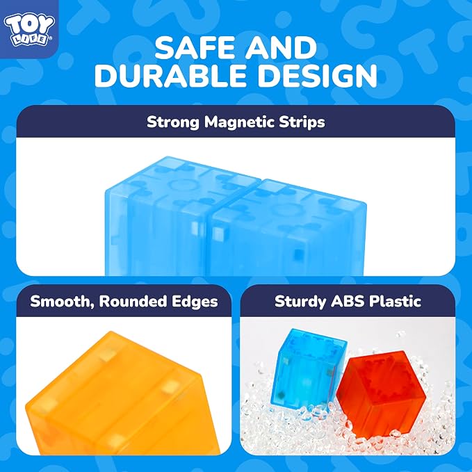 TOY Life Translucent Magnetic Blocks, 36-Piece STEM Set, Ages 3-8 | rainbow-clear cubes, smooth ABS plastic, strong connections, tower and shape play