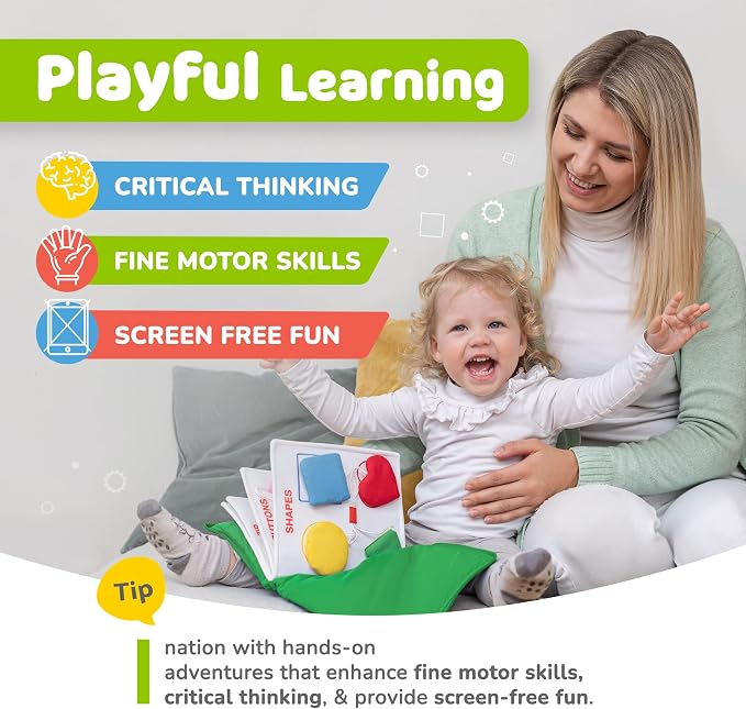 Toddler Travel Toys for Airplane and Car Rides, Busy Book for Toddlers 1-3 | Quiet Book Plane Toys for 1 Year Old, Montessori Activity Book with All Parts Attached, Screen Free Toy Gift