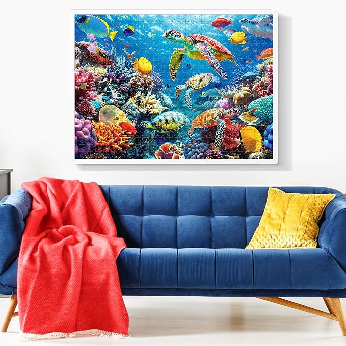 500 Piece Puzzle for Adults, Turtle Sea Animals Jigsaw Puzzles 500 Pieces | Birthday and Various Holiday Party for Family Adult, Funny Puzzle for Adults, 20.5x15 in