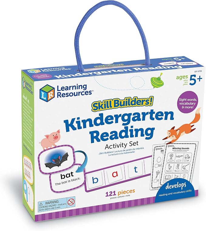 Learning Resources Skill Builders! Kindergarten Reading Activity Set - 122 Pieces, Ages 5+, Back to School Essential Materials, Homeschool Supplies