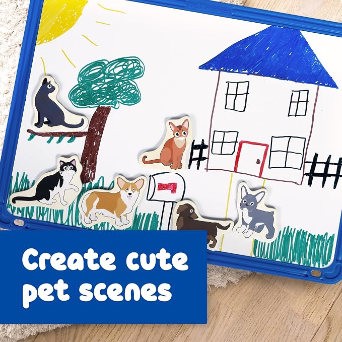 Spark & Wow Wooden Magnets, Cats & Dogs, Set of 20 | Magnets for Kids Ages 2+, Open-Ended Play, Adhere to Fridges, Whiteboards and More
