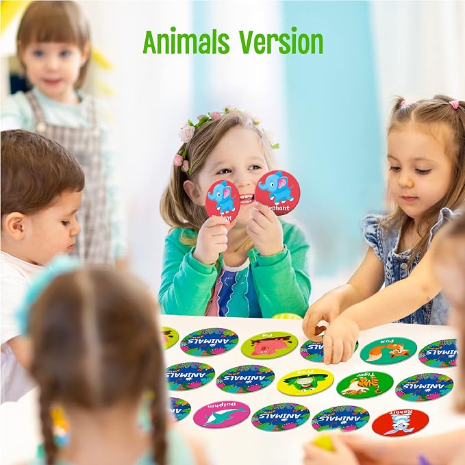 SpriteGru Memory Matching Game, 72 PCS Animal Matching Cards for Toddlers 36 Pairs Memory Cards for Preschool 4 5 6 Years Old