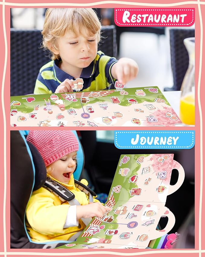 Benresive Reusable Sticker Book for Toddlers, Stickers for Kids, Travel Toy | Toddler Toys, Boys Girls Birthday Gifts, Airplane & Road Trip Essentials Kids, No Mess Waterproof Toddler Crafts Activities