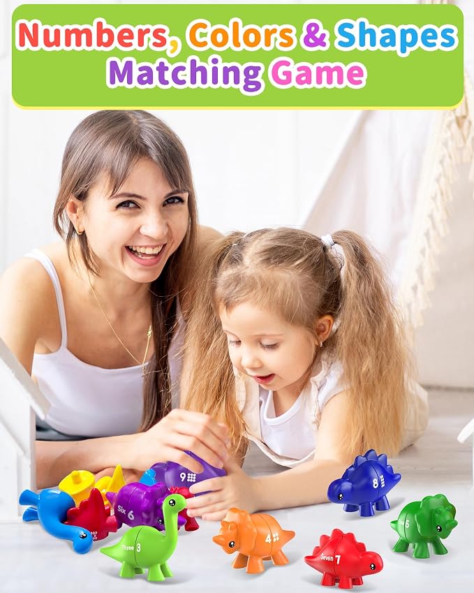 Number Dinosaur Toys for Kids 3-5, Montessori Learning Toys for 3 Year Old | Preschool Educational Toy, Toddler Boy Girl Gifts, Dino Travel Toy, Double-Sided Dinosaurs, Learn Numbers, Matching Game