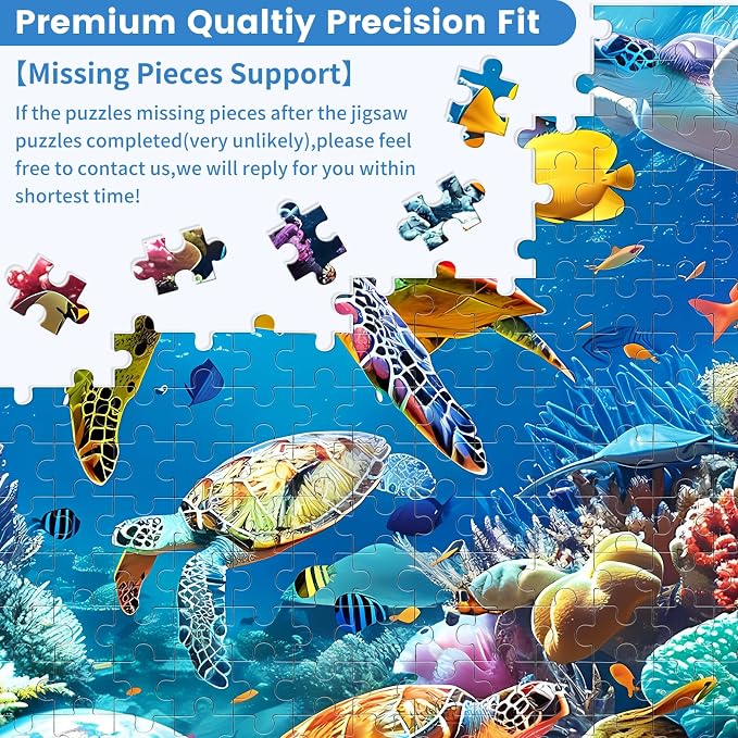 500 Piece Puzzle for Adults, Turtle Sea Animals Jigsaw Puzzles 500 Pieces | Birthday and Various Holiday Party for Family Adult, Funny Puzzle for Adults, 20.5x15 in