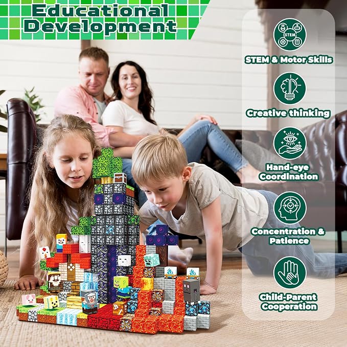 Annexfun Magnetic Blocks - 400PCS Magnetic Building Blocks Toys Forest Portal, Magnetic Tiles Kids Build Cubes 2026 Upgraded STEM Game Toys, Christmas Birthday Gifts for Boys & Girls Ages 3+