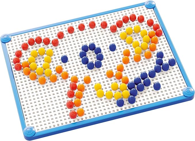 Quercetti Fantacolor Basic Pegboard Toy - 100 Pieces with 10mm Pegs in 4 Colors to Create Mosaic Art, for Kids Ages 3-6 Years,Multi Color