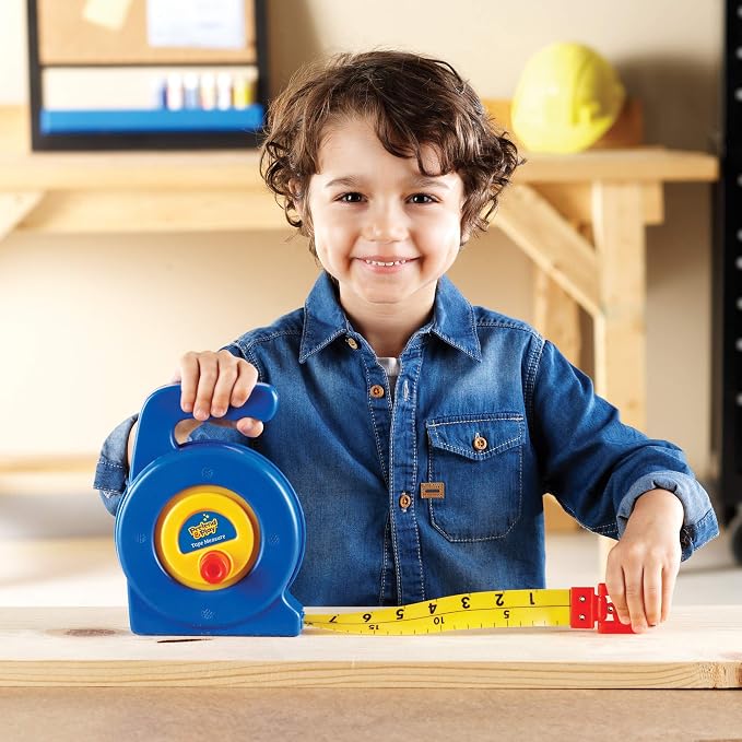 Learning Resources Pretend Play 3" Long Tape Measure - Kids Construction Toys, Preschool Activities, Pretend Play For Toddlers , Height Measurement Counting Tool, Fine Motor Skills, Homeschool
