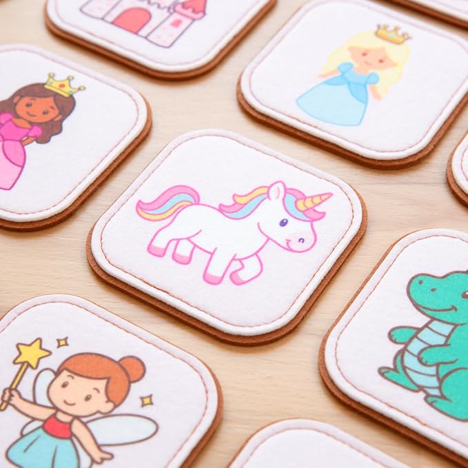 Felt Princess Matching Game for Toddlers – Fairy Tale Memory Game & Flash Cards – Soft and Safe for Ages 1+ – Montessori Preschool Learning Activity – Educational Princess Toy for Girls & Boys