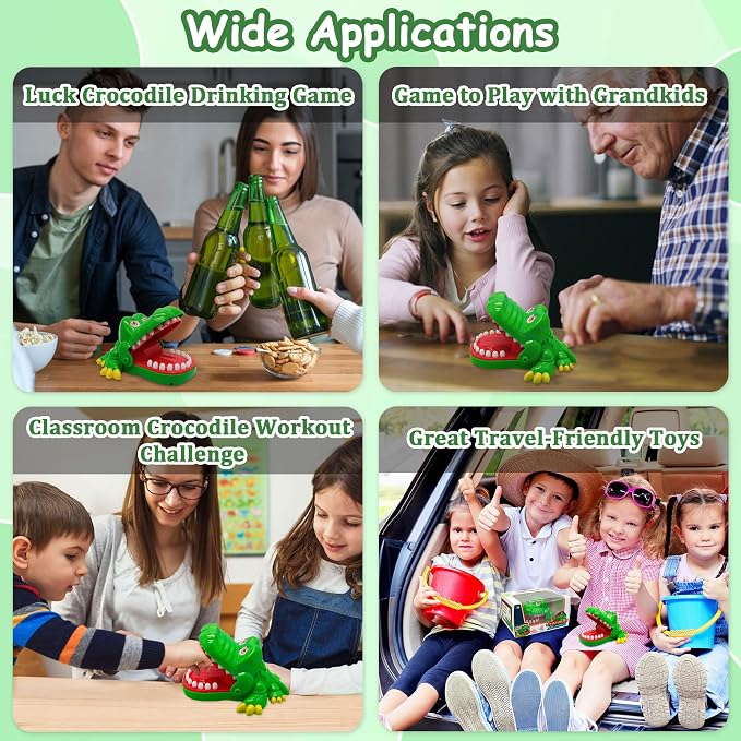 Crocodile Teeth Game for Kids Ages 4+, Alligator Tooth Game Push Teeth Down Toy, Funny Chomping Mouth Bite Surprise Games, No Batteries Travel Family Party Toy for Boys Girls