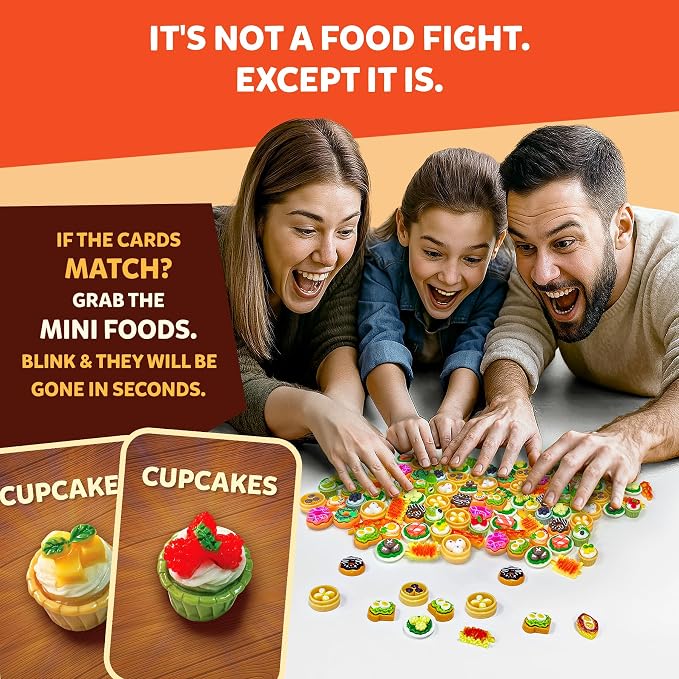 Gouda Games Gone in Seconds – Fast-Paced Card & Board Game for Kids, Teens & Adults | Mini-Food Game, Quick Reflex Family & Party Game, Hilarious Food Grab Challenge, Ages 6, 7, 8 & Up, 2-5 Players