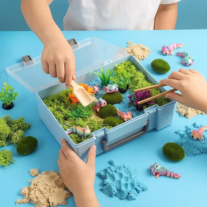 Jenaai Axolotl Sensory Bin Axolotl Sandbox Sand Kit Sensory Bin Filler Education Activities DIY Making Kit for Pretend Learning Game Play Ideal Decorations Gift Spring Sorting Counting Training