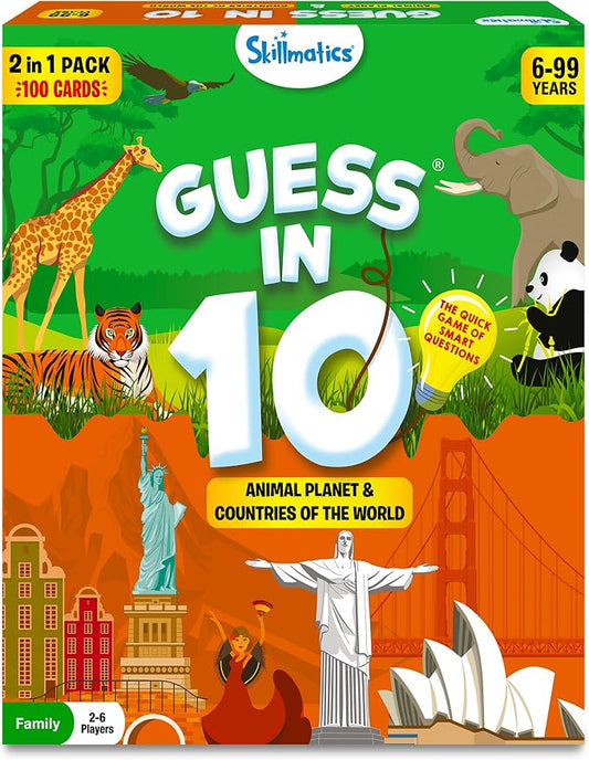 Skillmatics Guess in 10 Animals & Countries Combo - Card Game for Kids | For Boys, Girls, & Families Who Love Card Games, Educational Toys, Travel Games, Trivia, Gifts for Ages 6, 7, 8, 9, 10 & Up
