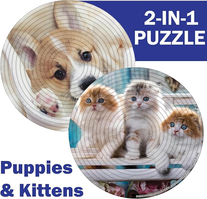 Spin Flip Puzzle - Puppies & Kittens - Spin it, Flip it, Solve it! for Those who Love Brain teasers! Adult Fidget Toy. Great Gift for Mom, Dad, Teens, Men and Women