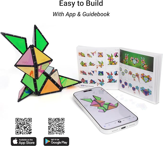 TOSY Magnet Pyramid - 1 Fidget Cube Transforms into 1 Billion Shapes, 243 Rare Earth Magnets, Glowing, Holographic Design, Spinner Accessory, Gift for Christmas Birthday (Set of 1 Stone 1 Glow)