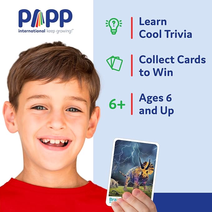 Brain Busters Card Game for Kids, Family Trivia Game Bundle with 120 Flash Cards - Learn and Play with Multiple Choice Trivia Cards About Human Body, Ocean Life, Dinosaurs and Space (Ages 6+)
