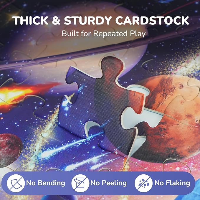 BenBen 100 Pieces Puzzles for Kids Ages 4-6, Outer Space Learning Puzzles | Solar System Puzzles for Kids 6-8, Educational Jigsaw Puzzles for Toddlers 3-5, Screen-free Activity Gift for Boys Girls
