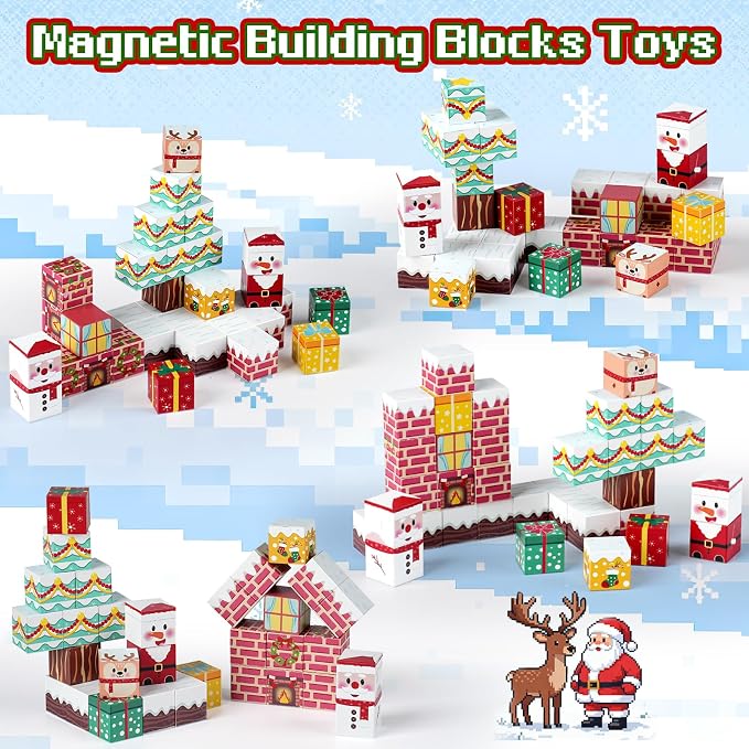 Magnetic Building Blocks for Kids 3-8, STEM Travel Toys with Storage Box | Montessori Educational Toys, Free Play & Easy Storage, Creativity & Imagination, Birthday & Christmas, Gifts