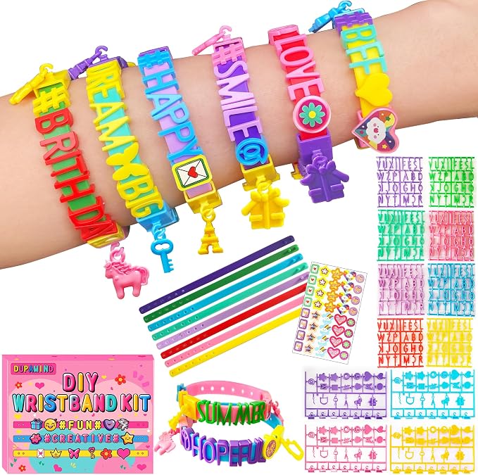Friendship Bracelet Kit, DIY Jewelry Making Kit for Girl Ages 5-12 | Art & Craft Kits for Kids, Snap-On Design, Adjustable Strap, Personalized Name Bracelets, Sleepovers, Parties, Birthday Gifts