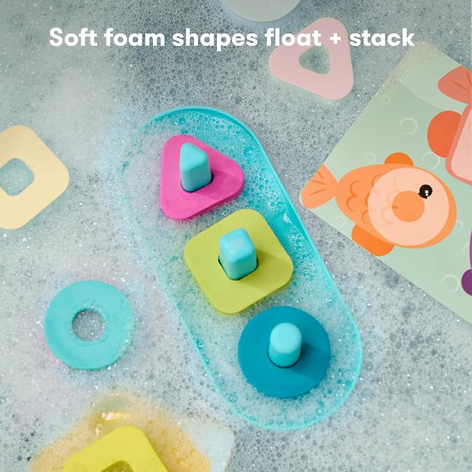 Frida Baby Sort + Solve Bath Puzzle Bath Toy, Matching + Sorting Bath Toys for Toddlers, Play with Purpose, Develop Fine Motor Skills, Sequencing, Problem Solving, Count, Learn Shapes & Colors