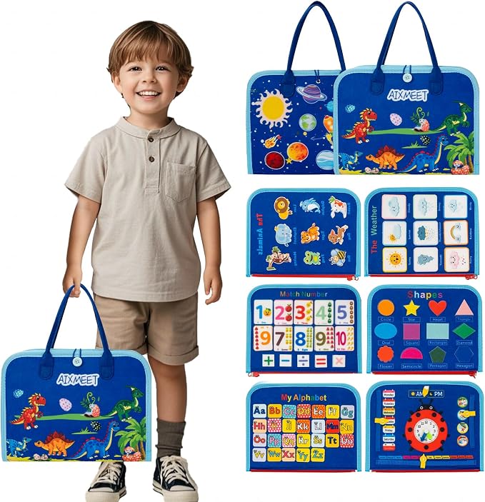 Toddler Busy Board Montessori Toys, Sensory Busy Book for 3 4 5 6Year Old | Montessori Toys , Preschool Learning Activities with Life Skills, Toddler Travel Toys，Educational Activity Developing Sensory