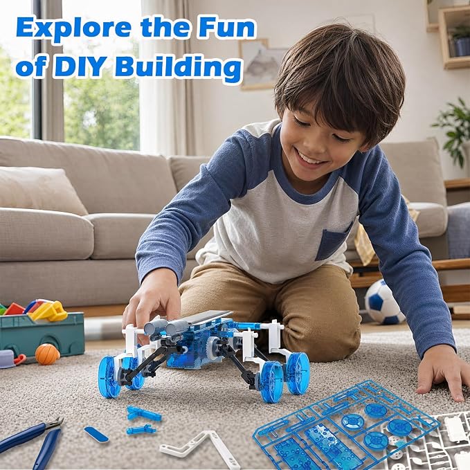25-in-1 Solar Science Robot Kit, STEM Building Toy for Kids Ages 8+ | Solar & Battery Power, Transparent Visible Gear Body, DIY Education Experiment set Birthday Gift for Boys Girls 8-16