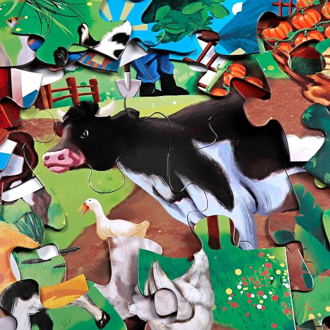 Jumbo Floor Puzzle for Kids,48 Piece Farm Animal Jigsaw Puzzle Ages 3-8 | Barn Puzzle,Extra-thick Cardboard,Preschool Learning Toy,35x24 in Completed,Children Educational Gift for Boys and Girls