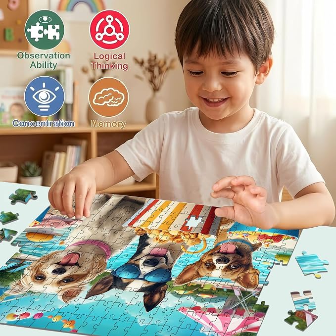 Puzzles for Kids Ages 6-8 8-10 Year Old - 200 Piece Amusement Park Dog | Puzzles for Kids Ages 6 7 8 9 10 Year Old and Adults Children Kids Puzzles for Girls and Boys Educational Toys Gifts