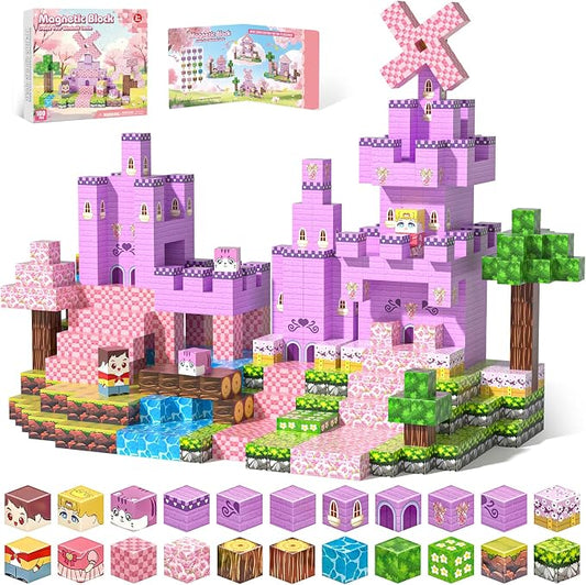 100PCS Magnetic Building Block,STEM Sensory Toys with Princess Castle Build | Creative Magnet Tiles for Toddlers Ages 3+, Boys & Girls–Christmas Birthday Party Kids Gifts,STEM Learning Blocks