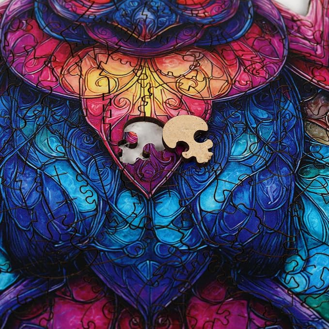 MEATRN Wooden Puzzles for Kids, Stained Glass Bat Wood Puzzles Adult, 198 Pcs