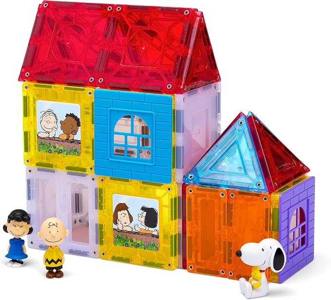 Cra-Z-Art Magnetix 3D Peanuts Charlie Brown and Friends Magnetic Building Tile Playset, Educational, STEM Toys for Ages 3+, 50 Pieces