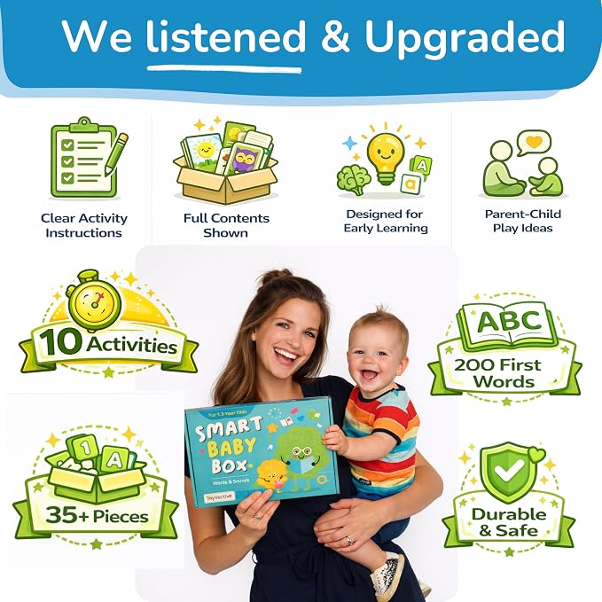 Busy Book for Toddlers 1-3, Books for 1 Year Old, Toddler Busy Book with 4 Books, 2 Sets of Flash Cards, 2 Puzzles & Matching Game, Learning Toys for 1 Year Old, Montessori Preschool Activity Set