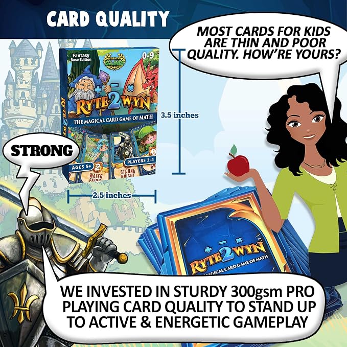 Ryte2Wyn - The Magical Card Game of Math - Practice Every Addition, Subtraction and Multiplication Math Fact from 0-9 - Ages 5 & Up - Kindergarten, 1st, 2nd, 3rd, 4th & More