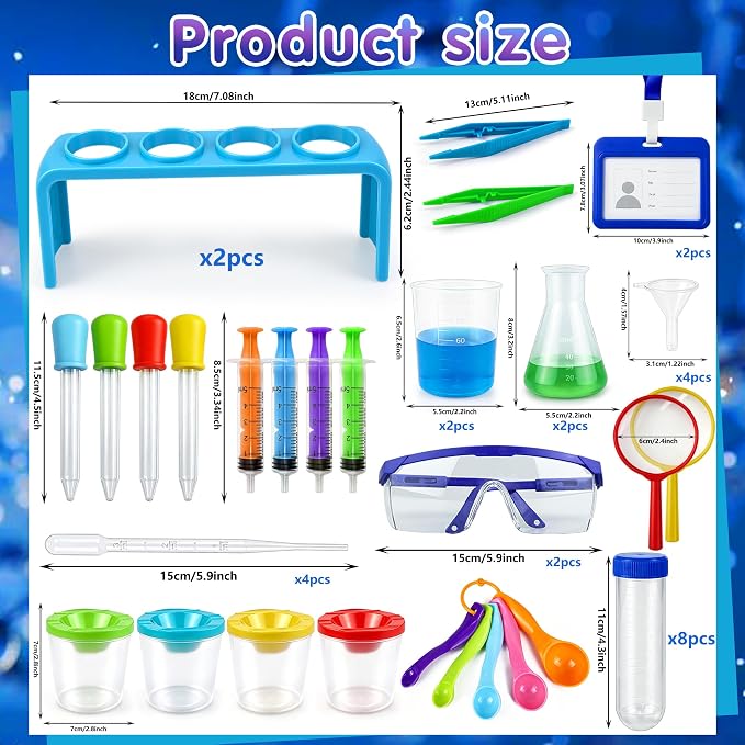 43PCS Science Lab Kit 2Sets Plastic Experiments Beakers and Test Tubes Set | Science Experiments for 6-8 Junior Chemistry Set for Girls and Boys Classroom or Home Use for Students Learning
