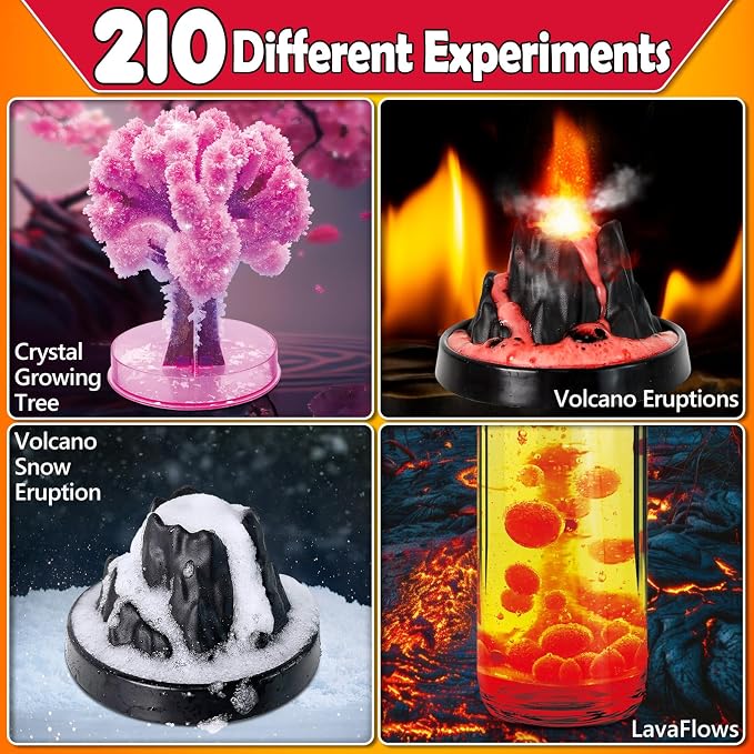UNGLINGA 210 Experiments Science Kit for Kids Chemistry Set S.T.E.M Toy | Boys Girls Birthday Toys Gifts Idea, Volcano, Growing Crystals,Educational Project