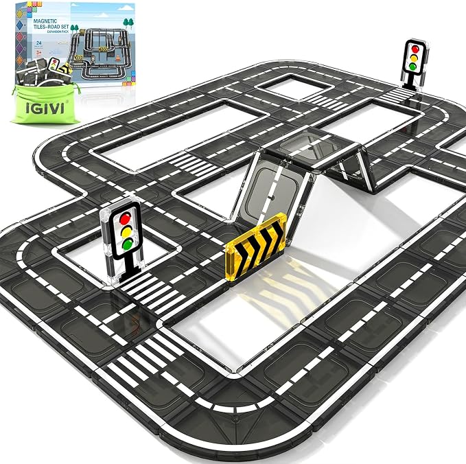 Magnetic Tiles - Road Expansion Pack, Preschool Magnet Toys for Toddlers
