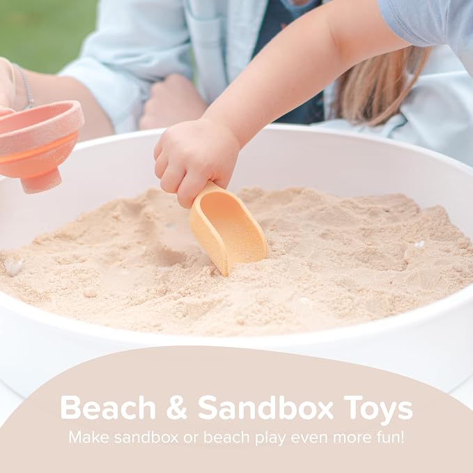 4 x Natural Mini Scoops for Messy Play | Kids Silicone Sensory Scoops | Kids Scoops Sensory Play | Messy Play Mud Kitchen Accessories | Suitable for 10 Months Plus | Tuff Tray Accessories